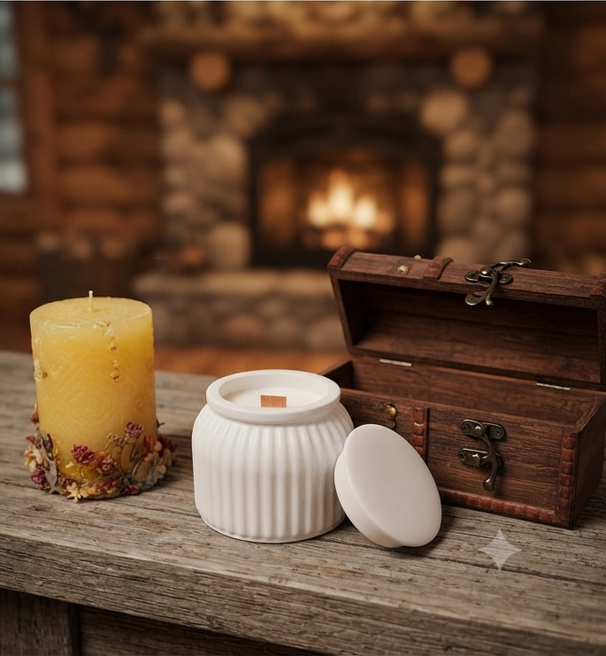 [Refugio Interior] Vela aroma melocotón «Secreto de leña»