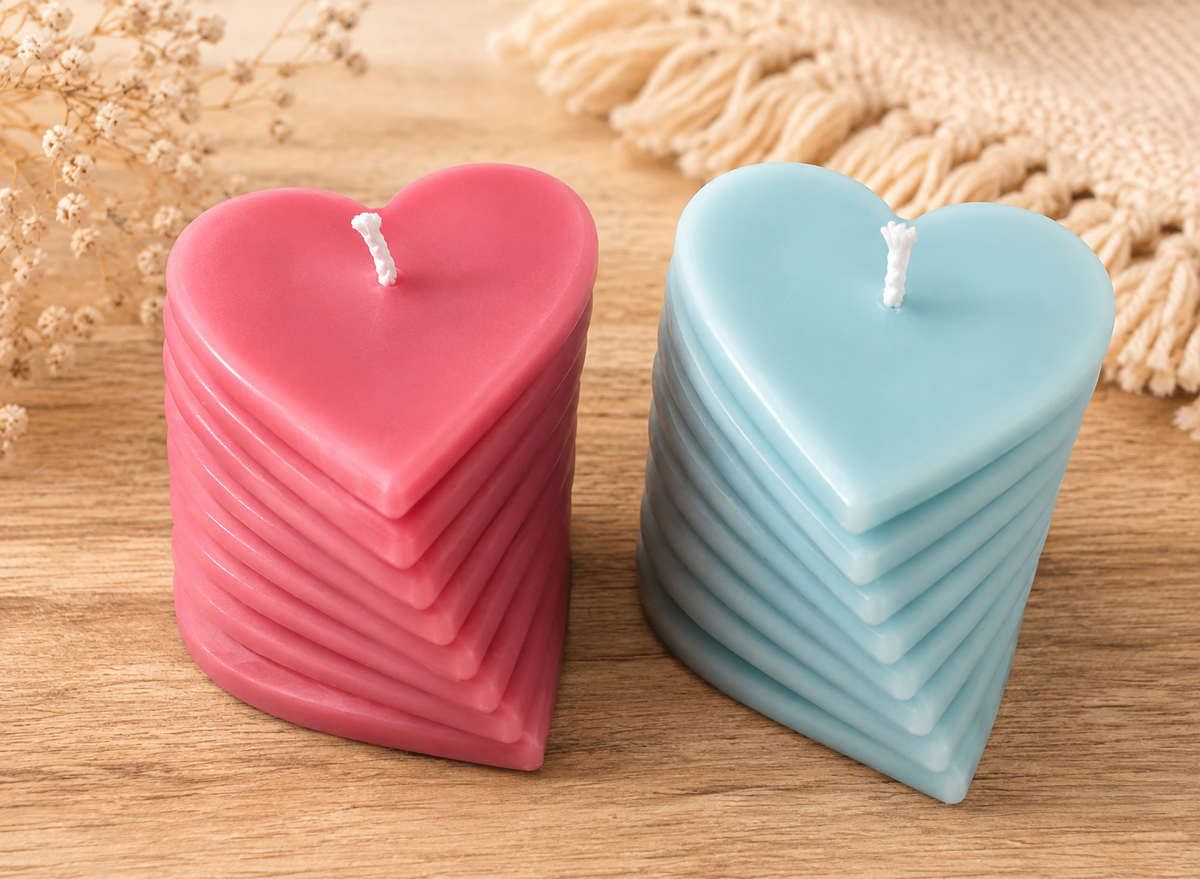 [Latidos de Cera] Vela azul «Corazones en cascada»