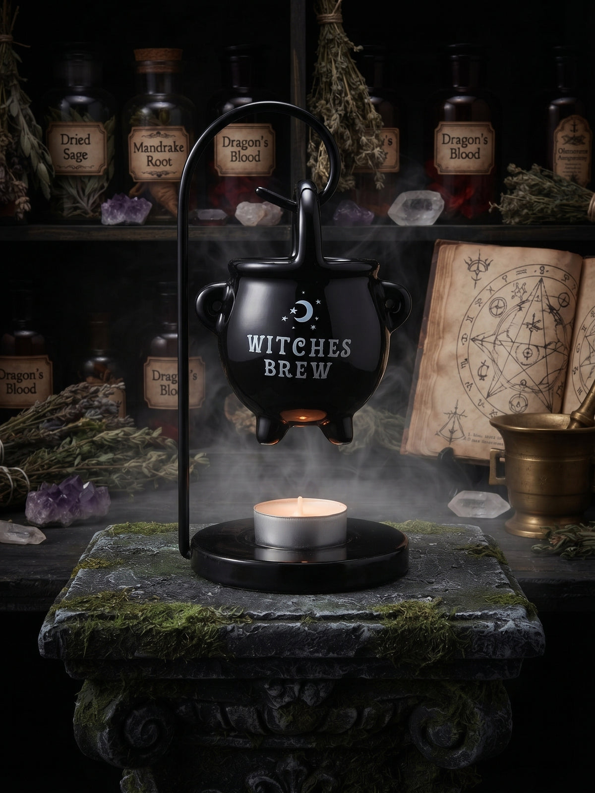 01. [Halloween] Quemador de Wax melts «Pequeño caldero mágico colgante»