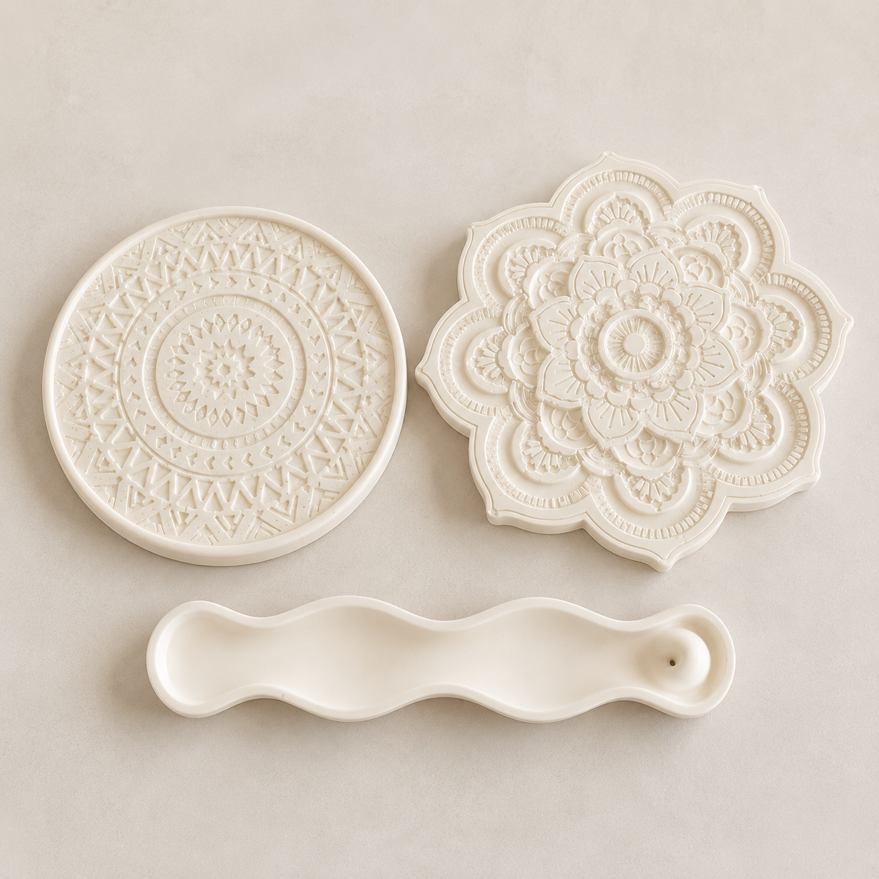Set de porta incienso y posavelas «Ritual Mandala»