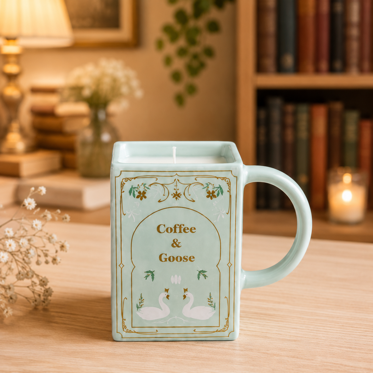 [Rituales de lectura] Taza «Entrepáginas Verde · Flor de algodón»