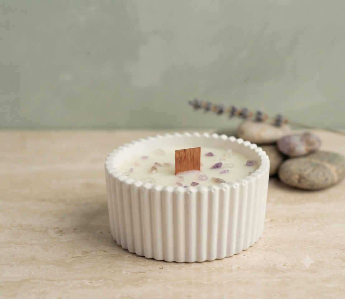 [Refugio Interior] Vela decorada aroma castaña «Crepitar de Calma»